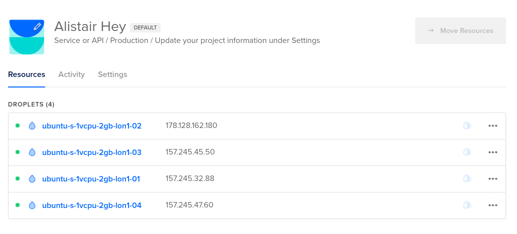 DigitalOcean droplets from their cloud UI
