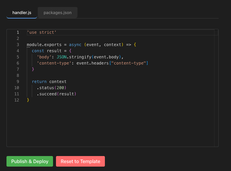 Screenshot of the code editor