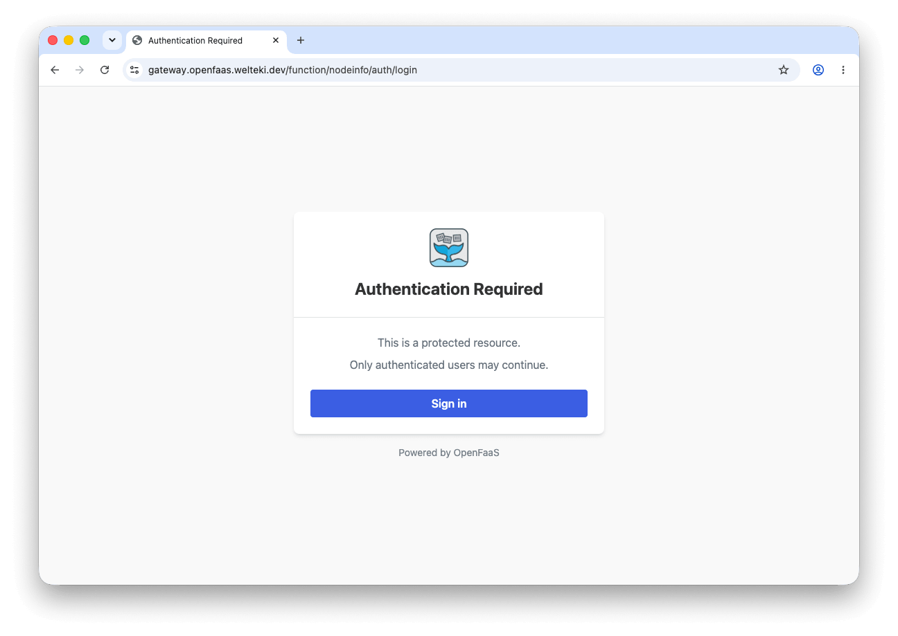 Screenshot of the watchdog login page with a Sign in button