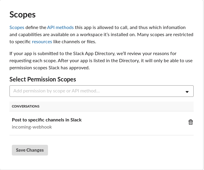 Slack Permissions Scopes