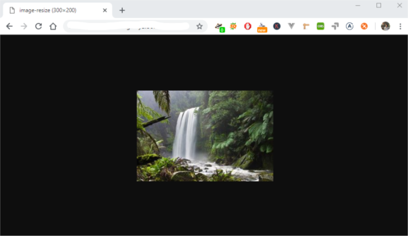 The resized waterfall image